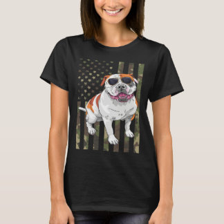 Bulldog Men Women American Bulldog Dad Mom Camo US T-shirt