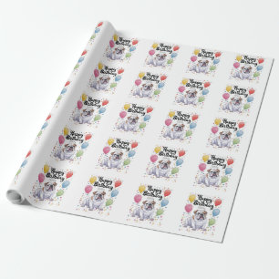 Bulldog met Ballonnen Cadeaupapier