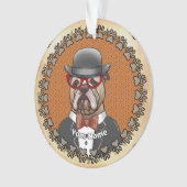 Bulldog met bril ornament (voorkant)