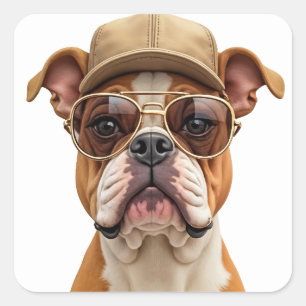 Bulldog met een beige Pet Vierkante Sticker