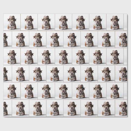 Bulldog met een Fedora Cadeaupapier (Vlak)