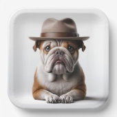Bulldog met een Fedora Papieren Bordje (Voorkant)