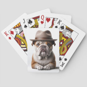 Bulldog met een Fedora Pokerkaarten