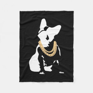 Bulldog Met Gouden Ketting Fleece Deken