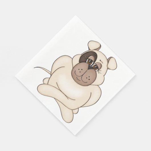 Bulldog met grote ogen servet (Hoek)