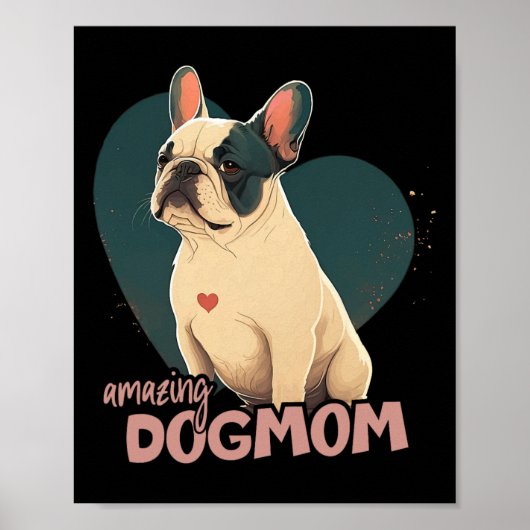 Bulldog met hart achtergrond poster (Voorkant)