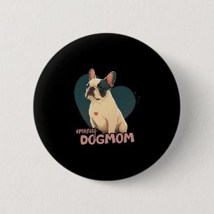 Bulldog met hart achtergrond ronde button 5,7 cm