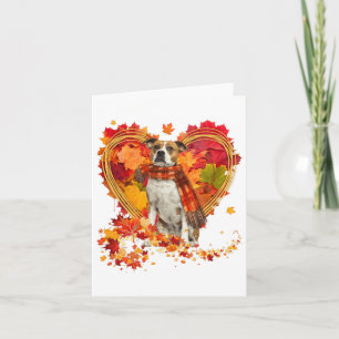 Bulldog Met Hart Gemaakt Van Herfstbladeren  Kaart