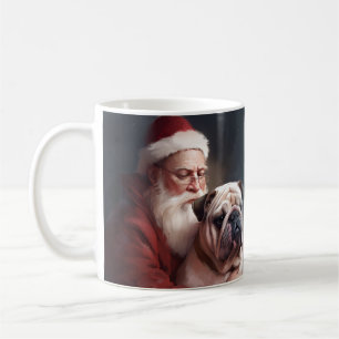 Bulldog met Kerstman Feestelijke Kerstmis Koffiemok