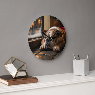 Bulldog met Kerstverlichting Vakantie Grote Klok