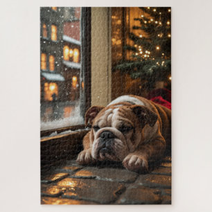 Bulldog met Kerstverlichting Vakantie Legpuzzel