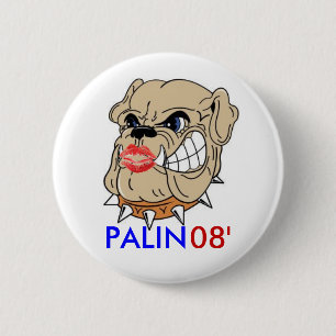 Bulldog met lipstick ronde button 5,7 cm