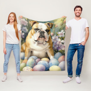Bulldog met Pasen Eieren Vakantie Fleece Deken