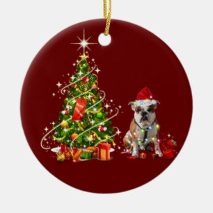 Bulldog met Pet schacht kerst Keramisch Ornament