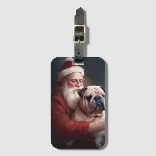 Bulldog met sinterklaas feestelijke kerst bagagelabel (Voorkant (verticaal))