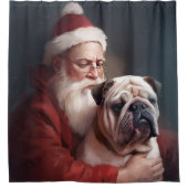 Bulldog met sinterklaas feestelijke kerst douchegordijn (Voorkant)