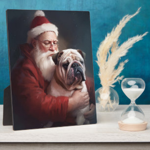 Bulldog met sinterklaas feestelijke kerst fotoplaat