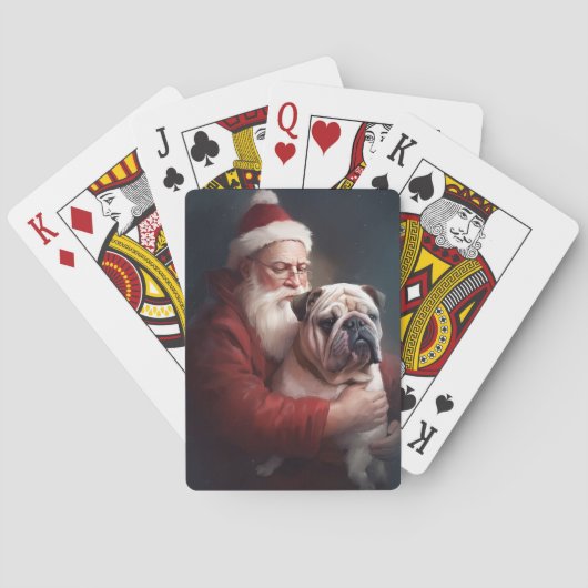 Bulldog met sinterklaas feestelijke kerst pokerkaarten (Achterkant)