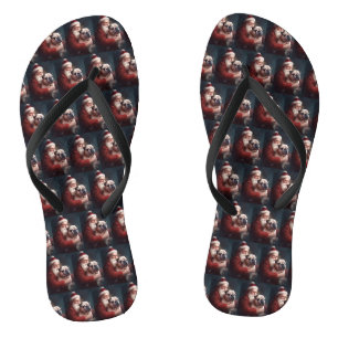 Bulldog met sinterklaas feestelijke kerst teenslippers