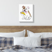 Bulldog met stuk Pizza Canvas Afdruk (Insitu (Slaapkamer))
