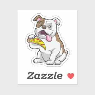 Bulldog met stuk Pizza Sticker