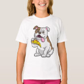 Bulldog met stuk Pizza T-shirt (Voorkant)