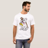 Bulldog met stuk Pizza T-shirt (Voorkant volledig)
