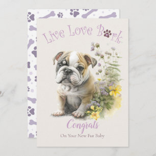 Bulldog Moeder Bloemen Adoptie Kaart