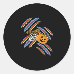 Bulldog Mom Halloween Pompoen Ronde Sticker