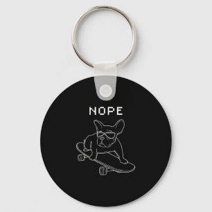 Bulldog Nope Rijden Een Skateboard Cool Frenchie Sleutelhanger
