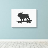 Bulldog op een skateboard - Kies achtergrondkleur Canvas Afdruk (Insitu (Houten vloer))