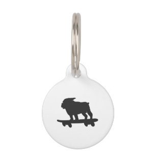 Bulldog op een skateboard - Kies achtergrondkleur Huisdierpenning