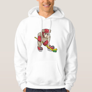 Bulldog op Ice hockey met Ice hockey stick Hoodie