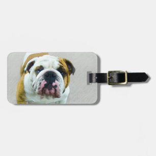 Bulldog Painting - Cute Original Dog Art Bagagelabel