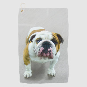 Bulldog Painting - Cute Original Dog Art Golfhanddoek