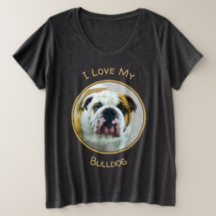 Bulldog Painting - Cute Original Dog Art Grote Maat T-shirt