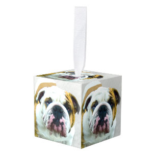 Bulldog Painting - Cute Original Dog Art Kubus Ornament