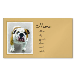 Bulldog Painting - Cute Original Dog Art Magnetisch Visitekaartje
