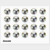 Bulldog Painting - Cute Original Dog Art Ronde Sticker (Vel)