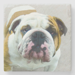 Bulldog Painting - Cute Original Dog Art Stenen Onderzetter