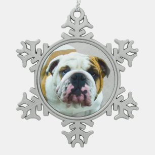 Bulldog Painting - Cute Original Dog Art Tin Sneeuwvlok Ornament