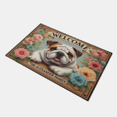 Bulldog Paradise, gepersonaliseerde naam Welkom Ho Deurmat (Schuin)