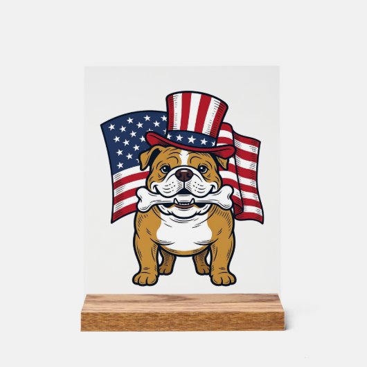 Bulldog Patriotique Avec Drapeau Vector Design_1 (Recto)