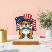 Bulldog Patriotique Avec Drapeau Vector Design_1 (Mariage)