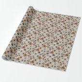 Bulldog Paw Print en Bone Pattern Cadeaupapier (Uitgerold)