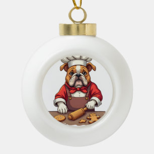 Bulldog Peperkoek Chef Keramische Bal Ornament