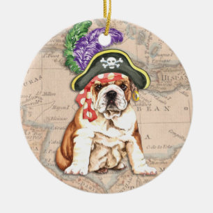 Bulldog Pirate Keramisch Ornament