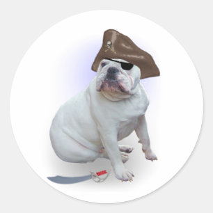 Bulldog Pirate Ronde Sticker