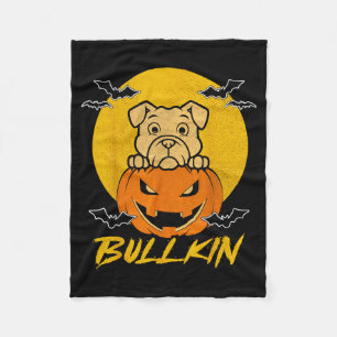 Bulldog Pompoen Bullkin Grappige Halloween Hond Li Fleece Deken