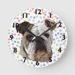 Bulldog Portrait Clock Ronde Klok
